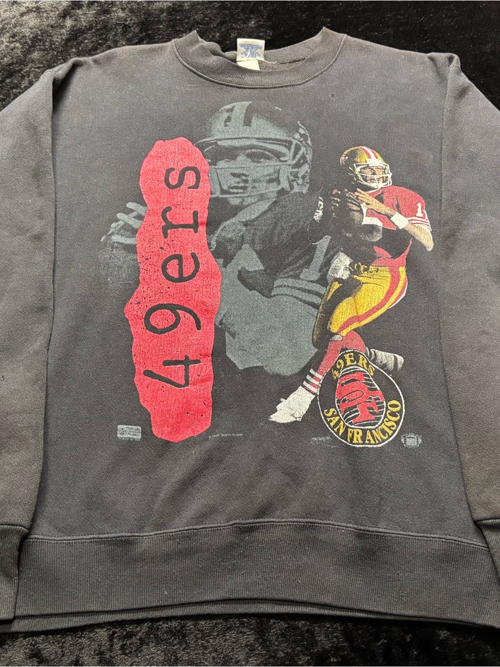 Men Medium Vintage San Francisco 49ers Joe Montana Salem Sports Crewneck Sweater